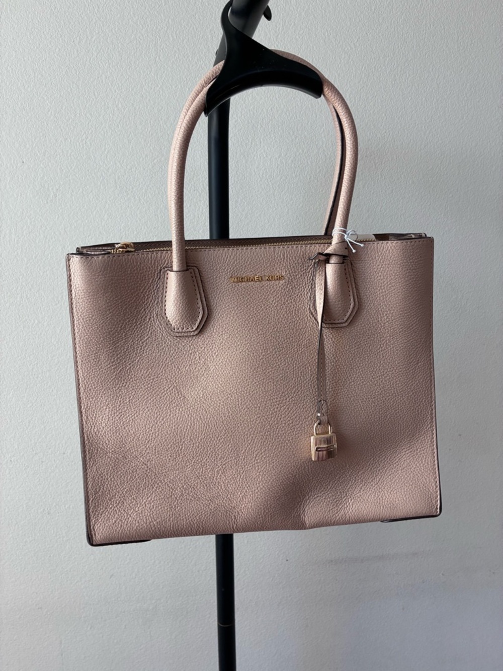 Michael Kors Taupe Leather Satchel with Padlock Charm - Picture 9 of 9